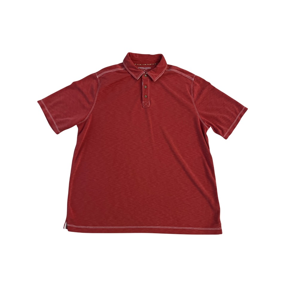 Johnston & Murphy Mens XL Red Modal Blend Short Sleeve Contrast Stitch Polo
